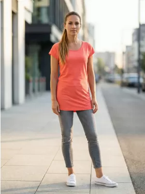 Dámske predĺžené tričko ALTISPORT NoPrint NP/ALW321 KORÁLOVÁ