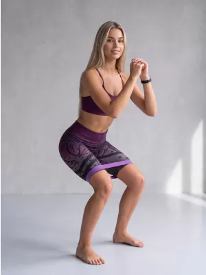 Dámske funkčné legíny nad kolená premium ALTISPORT VOJ/ALW045LEG02 FIALOVÁ/ČIERNA