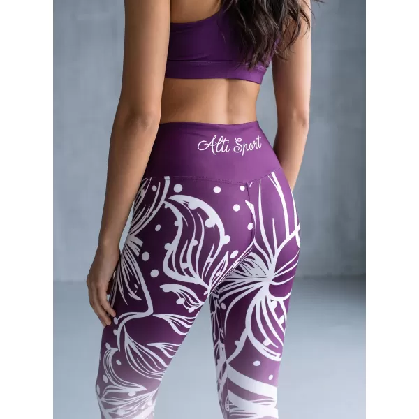  Dámske dlhé funkčné legíny premium ALTISPORT VOJ/ALW045LEG01 FIALOVÁ/BIELA 
