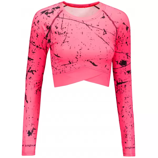  Dámsky funkčný crop top s dlhým rukávom premium ALTISPORT VOJ/ALW034TR04 FLUO PINK 