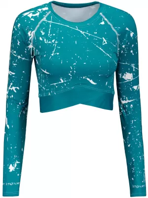 Dámsky funkčný crop top s dlhým rukávom premium ALTISPORT VOJ/ALW034TR04 EMERALD