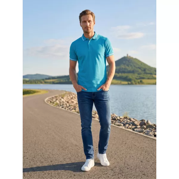  Pánske tričko s golierom ALTISPORT NoPrint NP/ALM912 TYRKYSOVÁ 