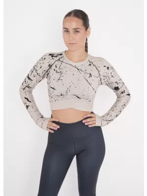 Dámsky funkčný crop top s dlhým rukávom premium ALTISPORT VOJ/ALW034TR04 hnedá