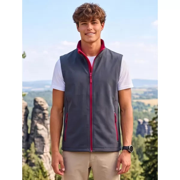  Pánska softshellová vesta ALTISPORT NoPrint NP/ALM8211NJ IRON GREY/RED 