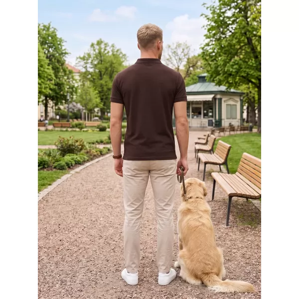  Pánske tričko s golierom ALTISPORT NoPrint NP/ALM302 KÁVOVÁ 