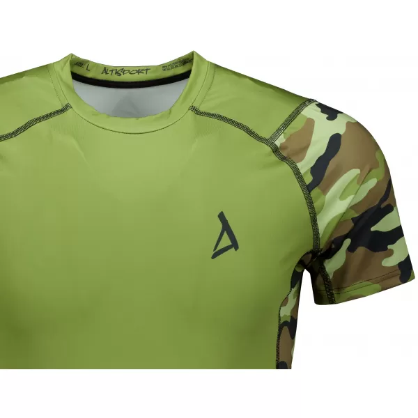  Pánske funkčné kompresné tričko s krátkym rukávom premium ALTISPORT VOJ/ALM038TR04 ZELENÁ/KHAKI 
