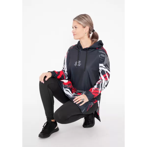  Dámska funkčná predĺžená mikina premium ALTISPORT VOJ/ALW039MI03 čierna/červená 