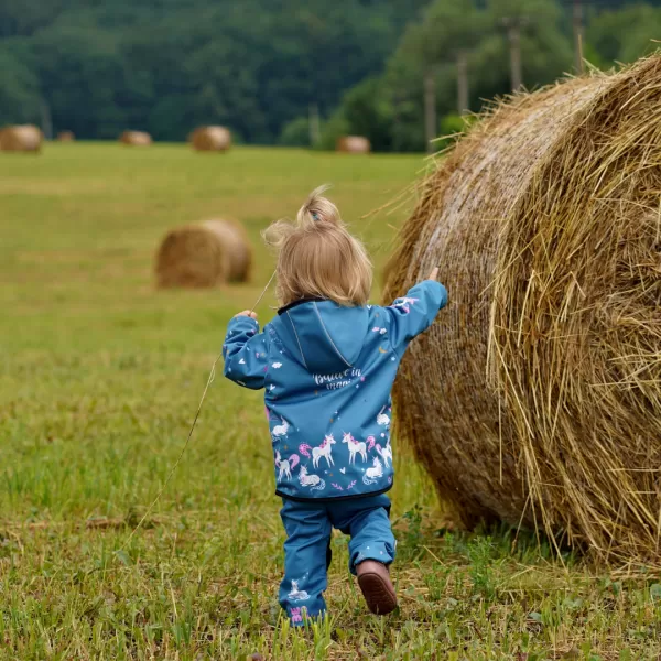  Detská softshellová bunda WAMU JEDNOROŽCI modrá 