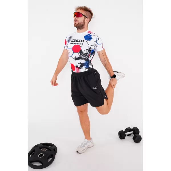  Pánske funkčné kompresné tričko s krátkym rukávom premium ALTISPORT VOJ/ALM036TR04 HEXA biela 