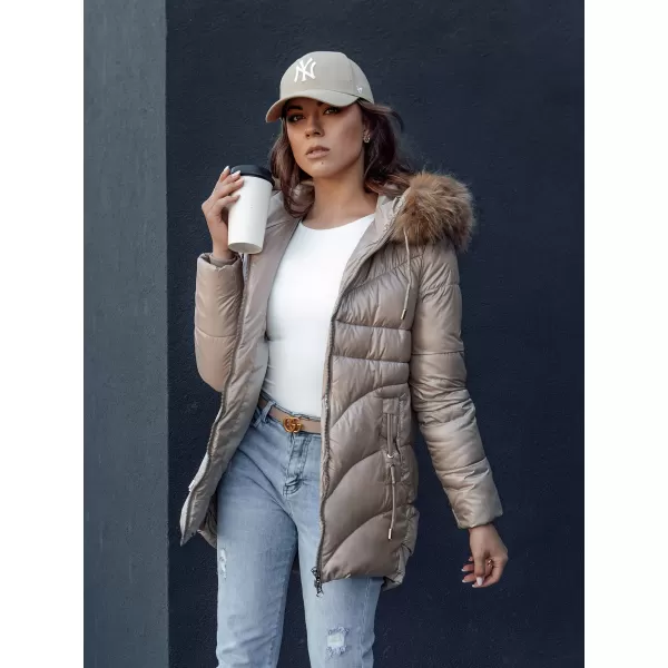  Dámska bunda DSTREET WINTERCHIC ty4438 KARAMEL 
