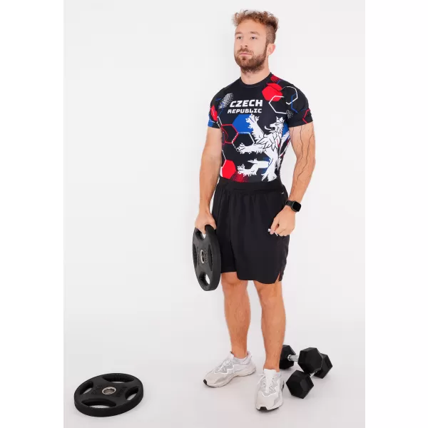  Pánske funkčné kompresné tričko s krátkym rukávom premium ALTISPORT VOJ/ALM036TR04 HEXA čierna 