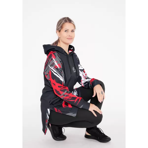  Dámska funkčná predĺžená mikina premium ALTISPORT VOJ/ALW039MI03 čierna/červená 