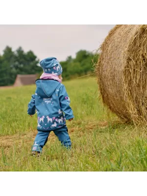 Detská softshellová bunda WAMU JEDNOROŽCI modrá