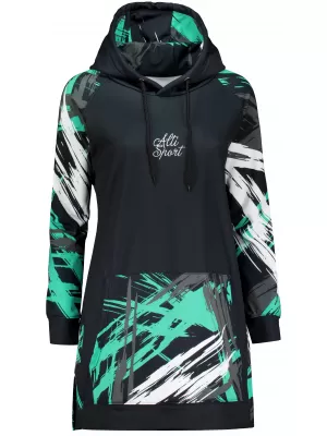 Dámska funkčná predĺžená mikina premium ALTISPORT VOJ/ALW039MI03 čierna/tyrkysová