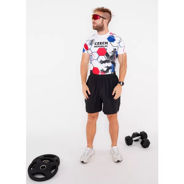  Pánske funkčné kompresné tričko s krátkym rukávom premium ALTISPORT VOJ/ALM036TR04 HEXA biela 