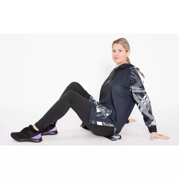  Dámska funkčná predĺžená mikina premium ALTISPORT VOJ/ALW039MI03 čierna/biela 