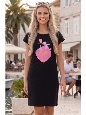 Dámske rozšírené T -shirt/šaty ALTISPORT alw187178 čierna ružová