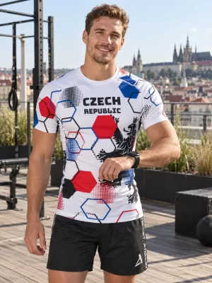 Pánske funkčné kompresné tričko s krátkym rukávom premium ALTISPORT VOJ/ALM036TR04 HEXA biela