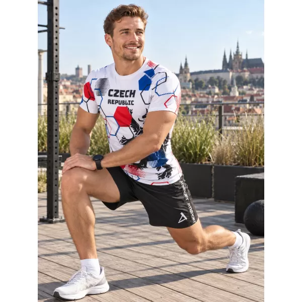  Pánske funkčné kompresné tričko s krátkym rukávom premium ALTISPORT VOJ/ALM036TR04 HEXA biela 