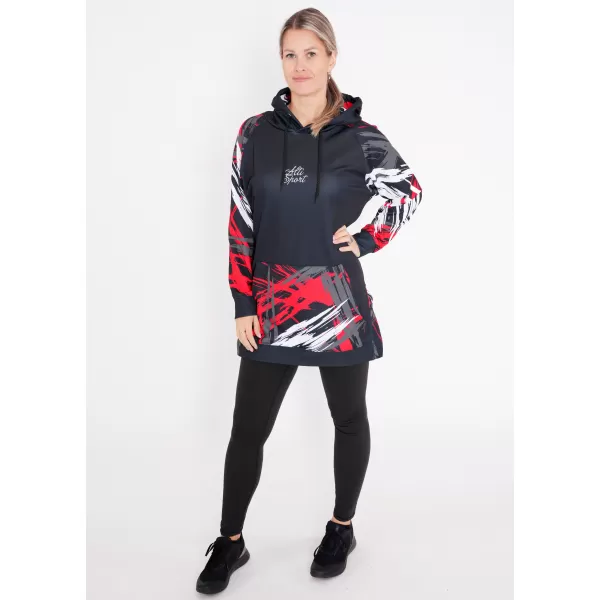  Dámska funkčná predĺžená mikina premium ALTISPORT VOJ/ALW039MI03 čierna/červená 
