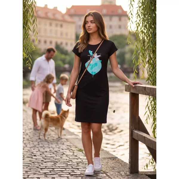  Dámske rozšírené T -shirt/Dress ALTISPORT Alw187178 Black -Blue 