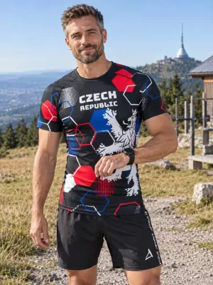 Pánske funkčné kompresné tričko s krátkym rukávom premium ALTISPORT VOJ/ALM036TR04 HEXA čierna