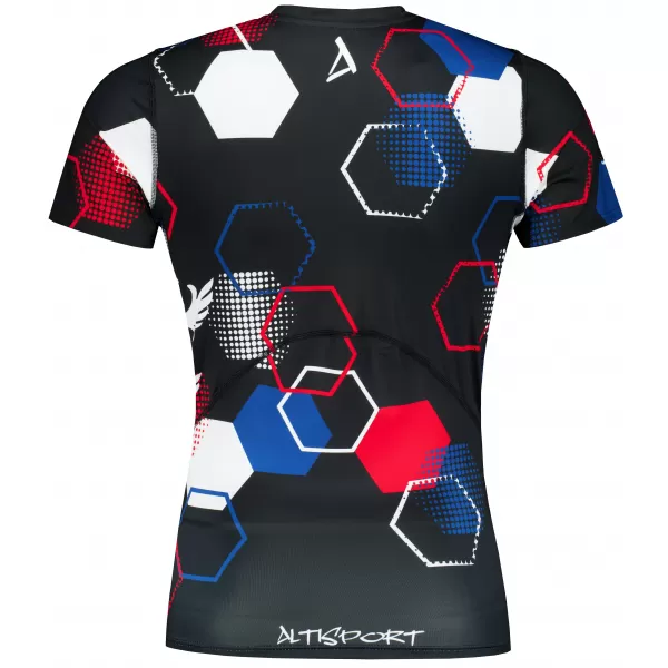  Pánske funkčné kompresné tričko s krátkym rukávom premium ALTISPORT VOJ/ALM036TR04 HEXA čierna 