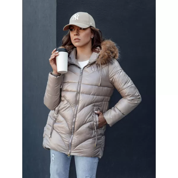  Dámska bunda DSTREET WINTERCHIC ty4438 KARAMEL 