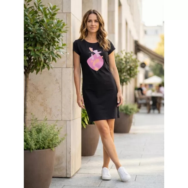  Dámske rozšírené T -shirt/šaty ALTISPORT alw187178 čierna ružová 