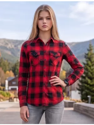 Dámska košeľa Brandit BD9336 Červená/čierna