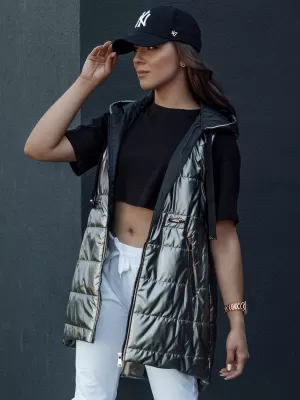 Dámska vesta DSTREET PIXIECODE TY4437 TMAVO ŠEDÁ