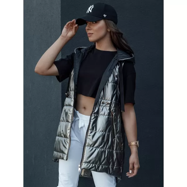  Dámska vesta DSTREET PIXIECODE TY4437 TMAVO ŠEDÁ 