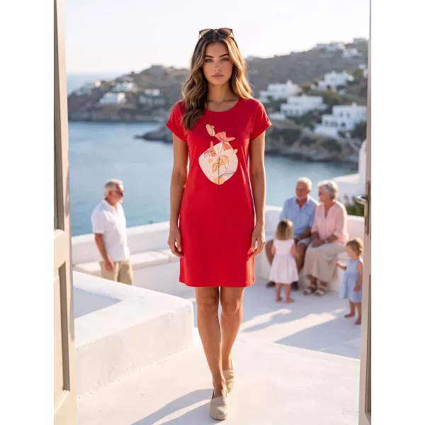  Dámske rozšírené T -shirt/šaty ALTISPORT alw187178 červené 