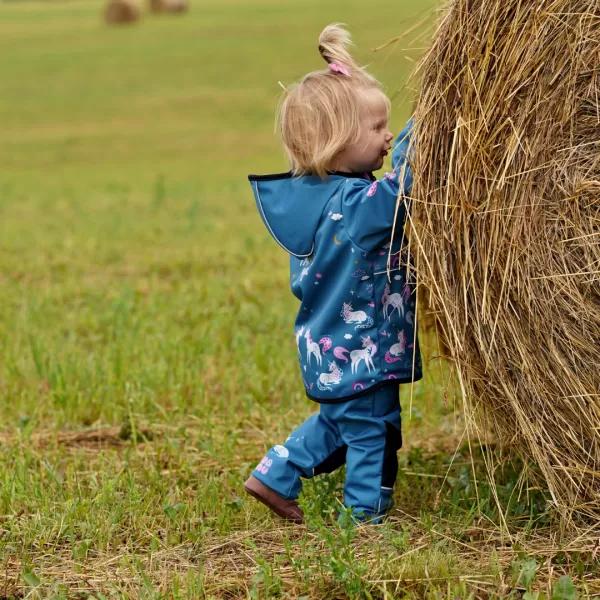  Detská softshellová bunda WAMU JEDNOROŽCI modrá 