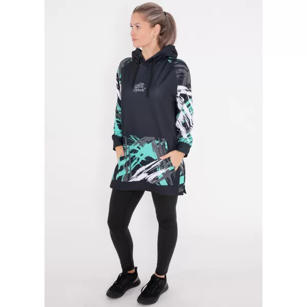  Dámska funkčná predĺžená mikina premium ALTISPORT VOJ/ALW039MI03 čierna/tyrkysová 