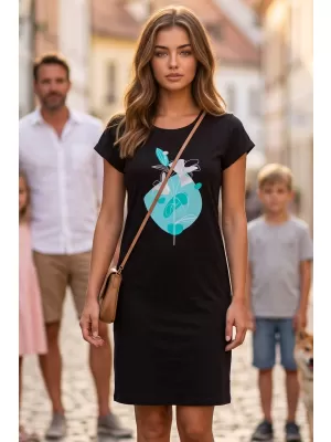 Dámske rozšírené T -shirt/Dress ALTISPORT Alw187178 Black -Blue