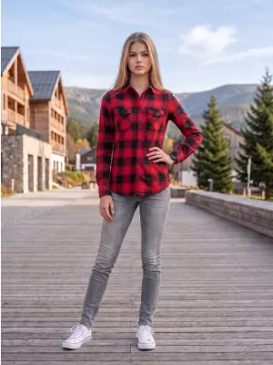 Dámska košeľa Brandit BD9336 Červená/čierna