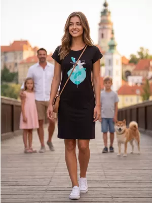 Dámske rozšírené T -shirt/Dress ALTISPORT Alw187178 Black -Blue