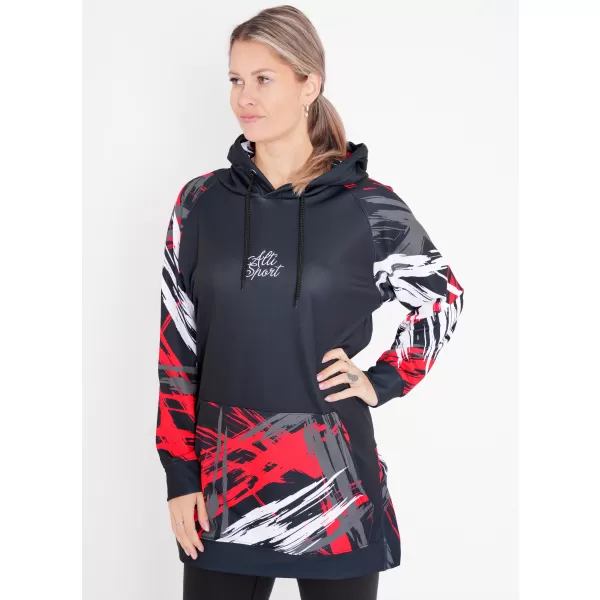  Dámska funkčná predĺžená mikina premium ALTISPORT VOJ/ALW039MI03 čierna/červená 