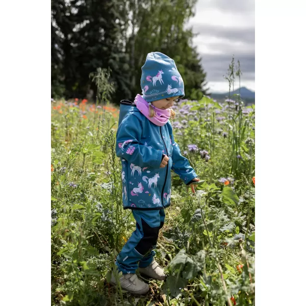  Detská softshellová bunda WAMU JEDNOROŽCI modrá 