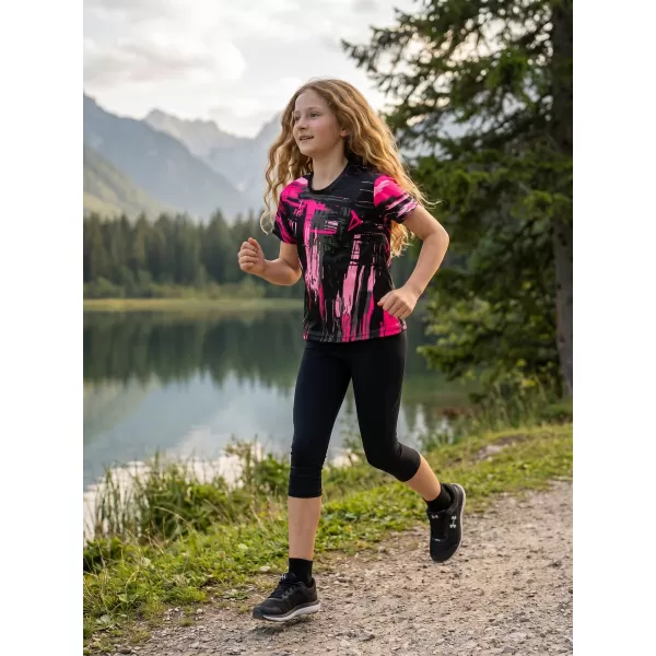  Detské funkčné tričko premium ALTISPORT VOJ/ALK010TR01 ČIERNA/SVETLO RUŽOVÁ 