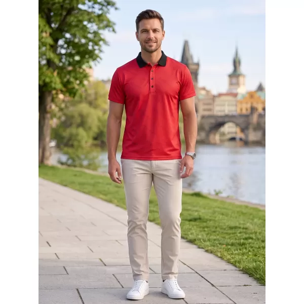  Pánske funkčné tričko s golierom premium ALTISPORT VOJ/ALM050TR05 ČERVENÁ 