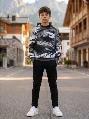 Detská prémiová funkčná mikina ALTISPORT VOJ/ALK014MI01 ČIERNA/SIVÁ
