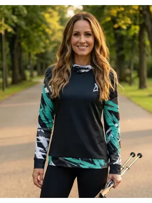 Dámska funkčná mikina premium ALTISPORT VOJ/ALW039MI01 ČIERNA/TYRKYSOVÁ