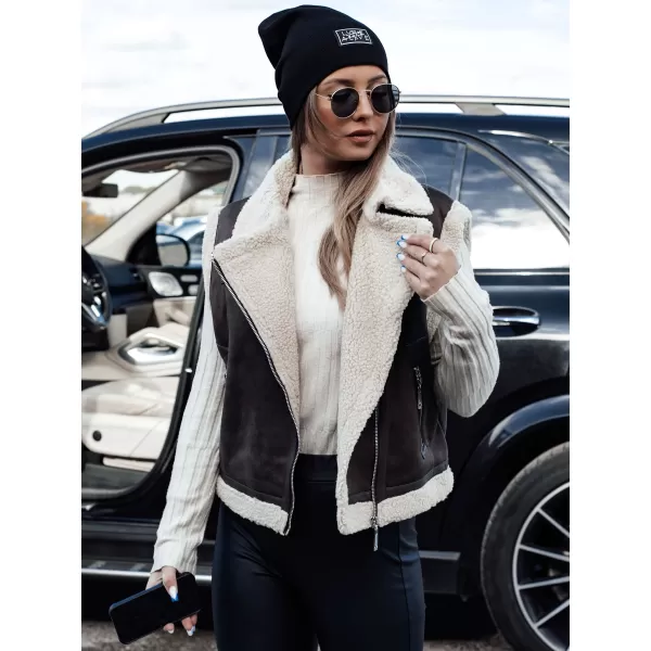  Dámska vesta DSTREET WOOLZIP TY4746 ČERNÁ/KARAMELOVÁ ČIERNA/HNEDÁ 