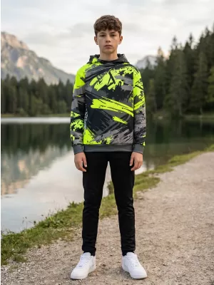 Detská prémiová funkčná mikina ALTISPORT VOJ/ALK014MI01 ČIERNA/ZELENÁ