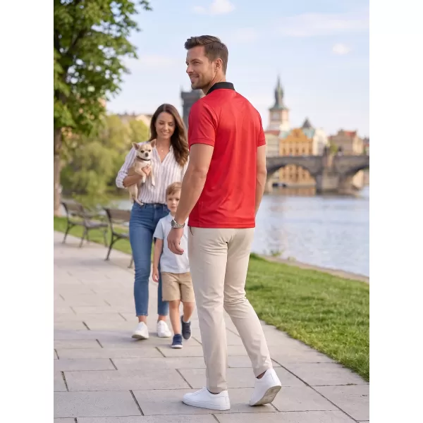  Pánske funkčné tričko s golierom premium ALTISPORT VOJ/ALM050TR05 ČERVENÁ 