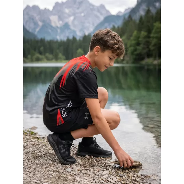  Detské prémiové funkčné tričko ALTISPORT VOJ/ALK006TR01 ČIERNA/ČERVENÁ 