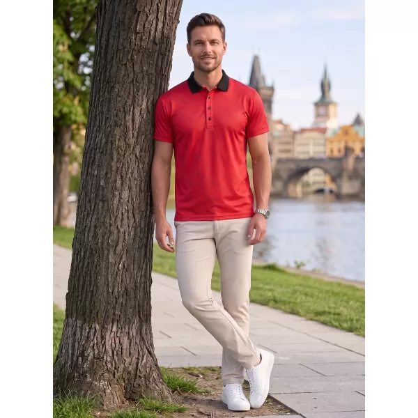  Pánske funkčné tričko s golierom premium ALTISPORT VOJ/ALM050TR05 ČERVENÁ 
