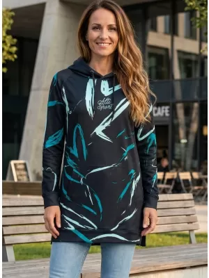 Dámska funkčná predĺžená mikina premium ALTISPORT VOJ/ALW049MI03 ČIERNA A MODRÁ